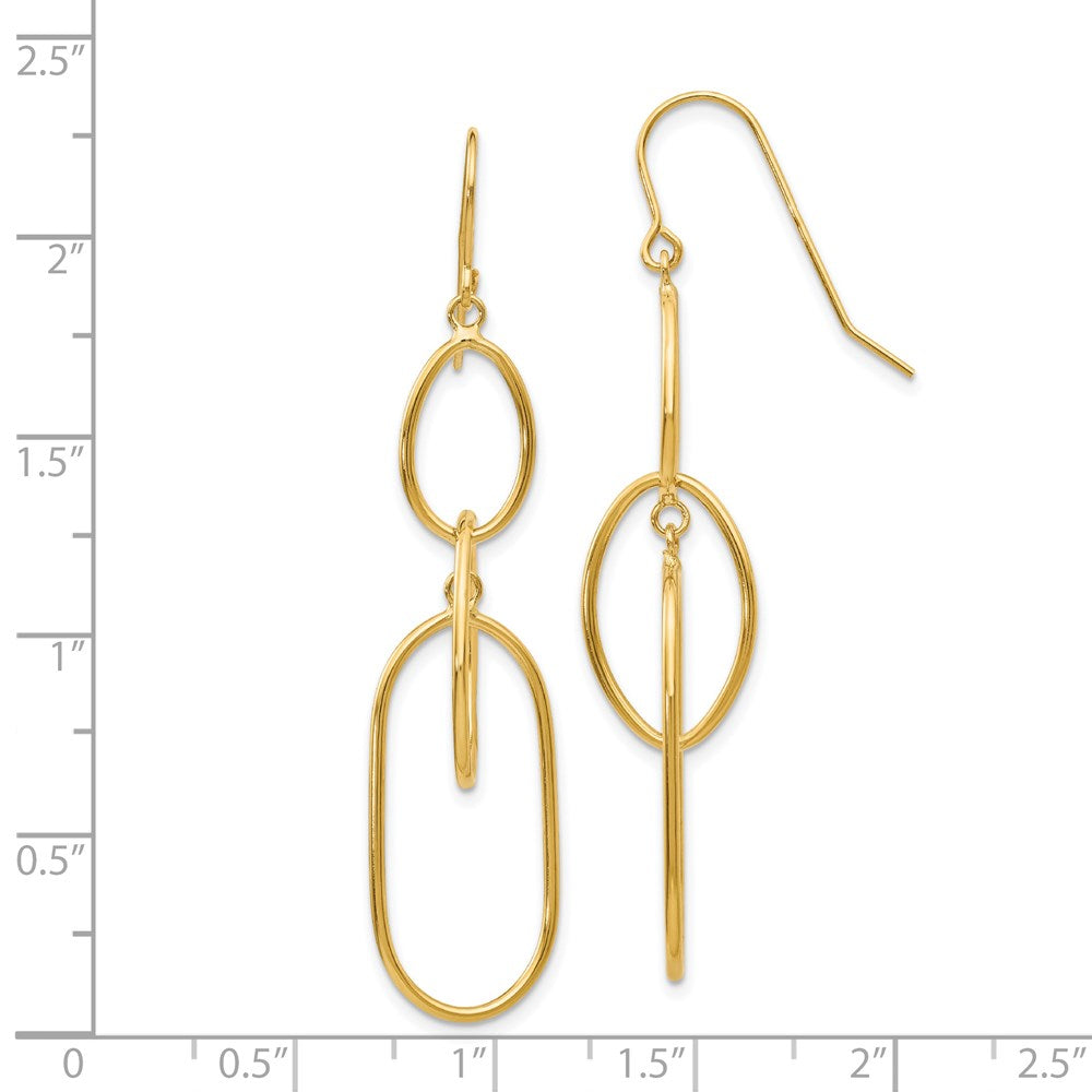 14k Yellow Gold 13 mm 3 Tier Oval Dangle Wire Earrings (2.05 grams)