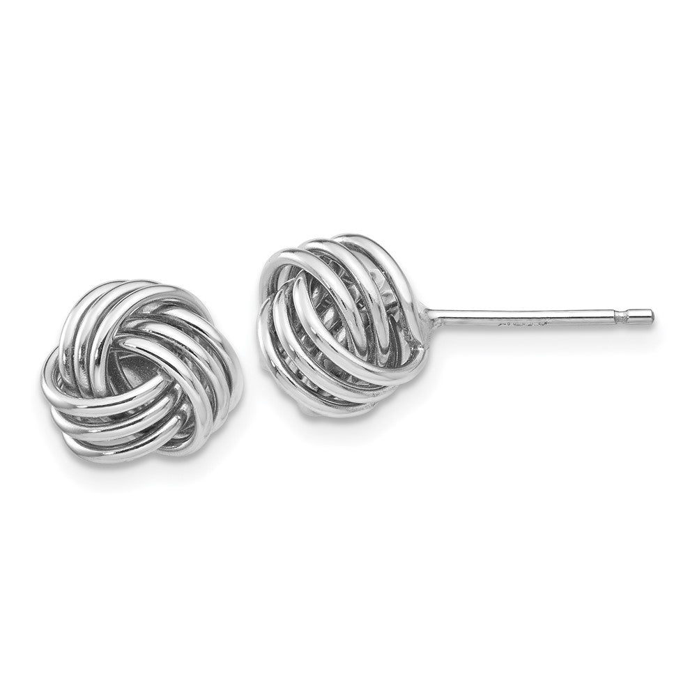 14k White Gold 8 mm Ridged Love Knot Post Earrings (1.67 grams)