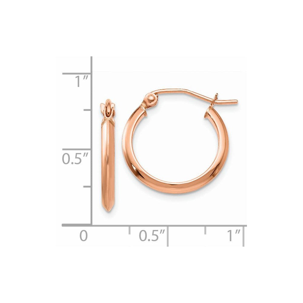 14k Rose Gold 2.5 mm Knife Edge Hoop Earrings (1.19 grams)