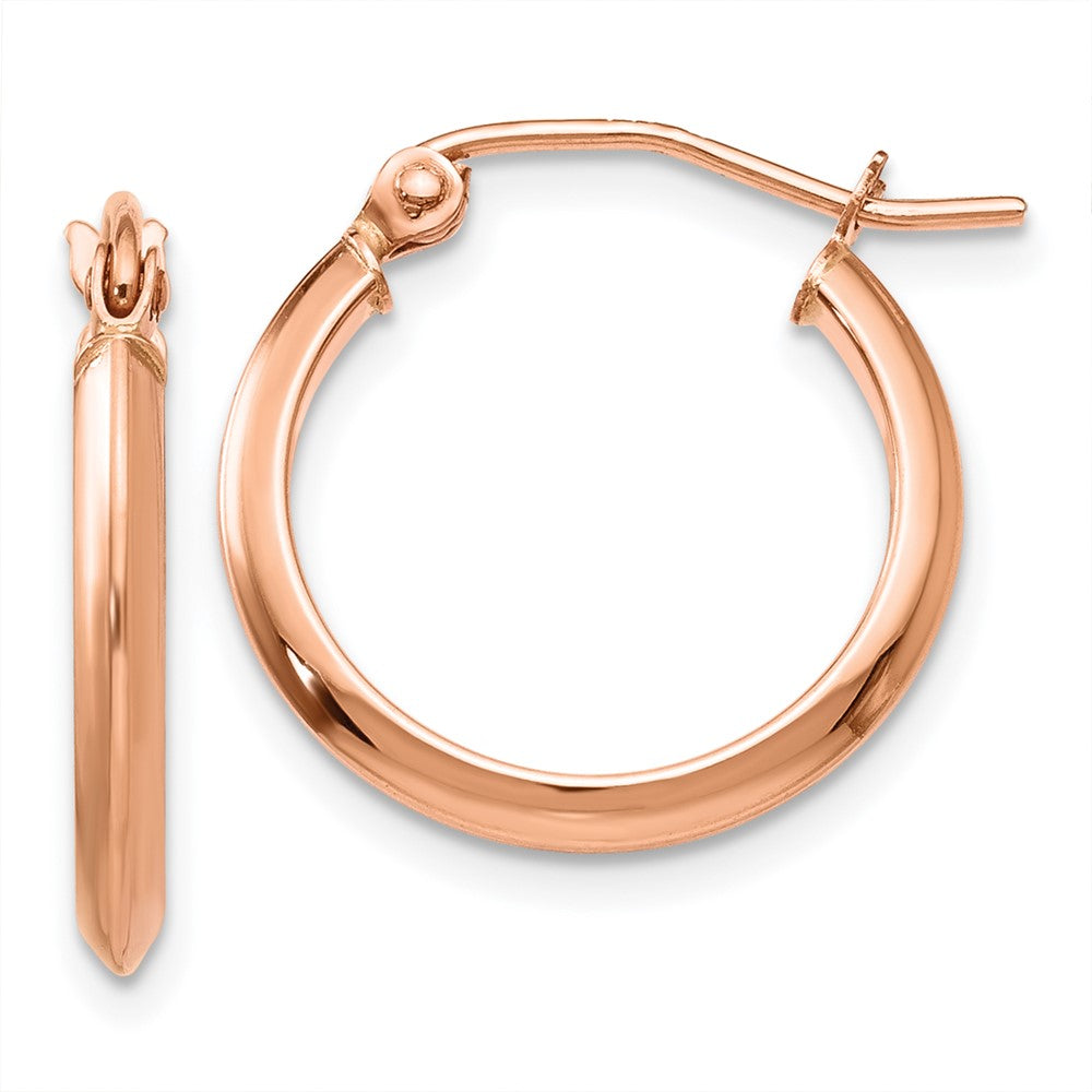 14k Rose Gold 2.5 mm Knife Edge Hoop Earrings (1.19 grams)