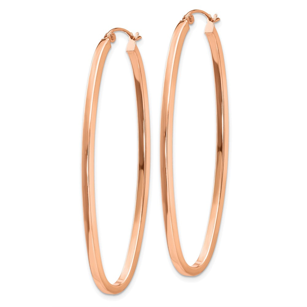14k Rose Gold 22 mm Square Tube Oval Hoop Earrings (3.53 grams)