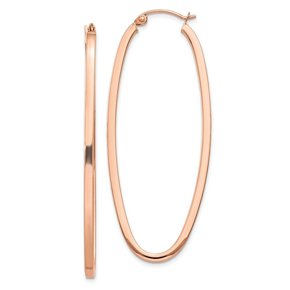 14k Rose Gold 22 mm Square Tube Oval Hoop Earrings (3.53 grams)