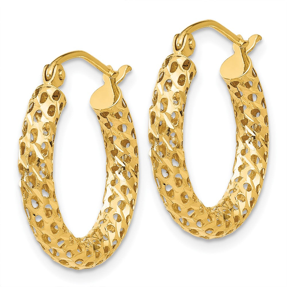 14k Yellow Gold 3 mm Mesh Hoop Earrings (1.07 grams)