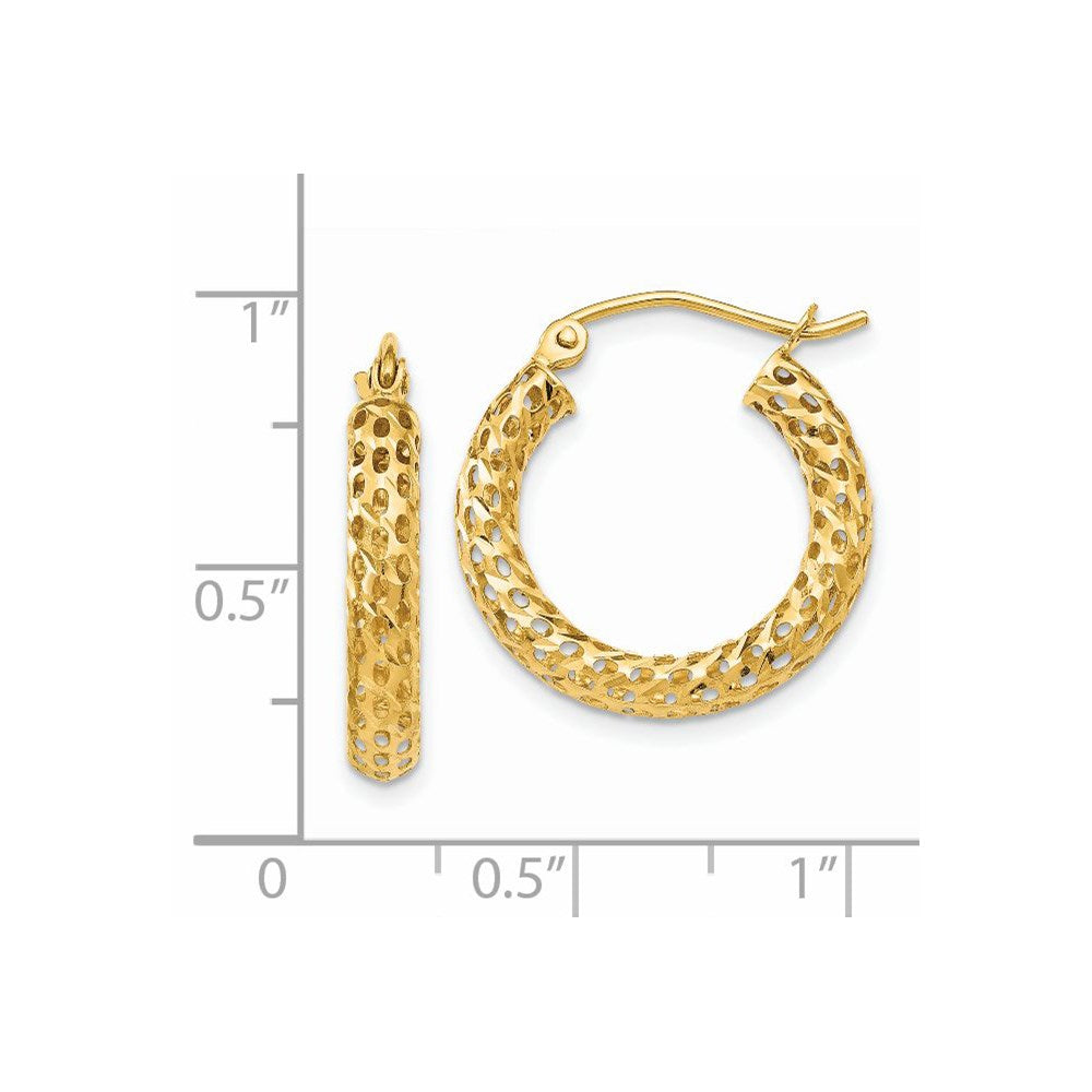 14k Yellow Gold 3 mm Mesh Hoop Earrings (1.07 grams)