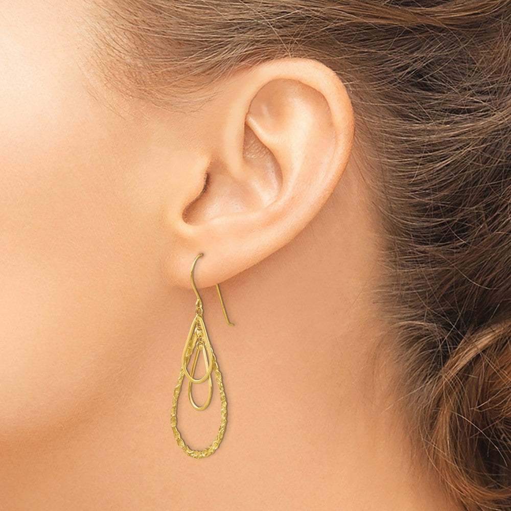 14k Yellow Gold 20 mm Tear Drop Earrings (2.05 grams)