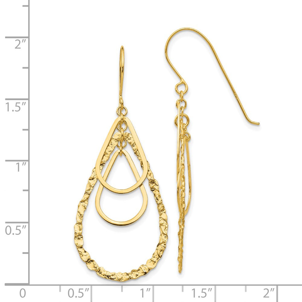 14k Yellow Gold 20 mm Tear Drop Earrings (2.05 grams)