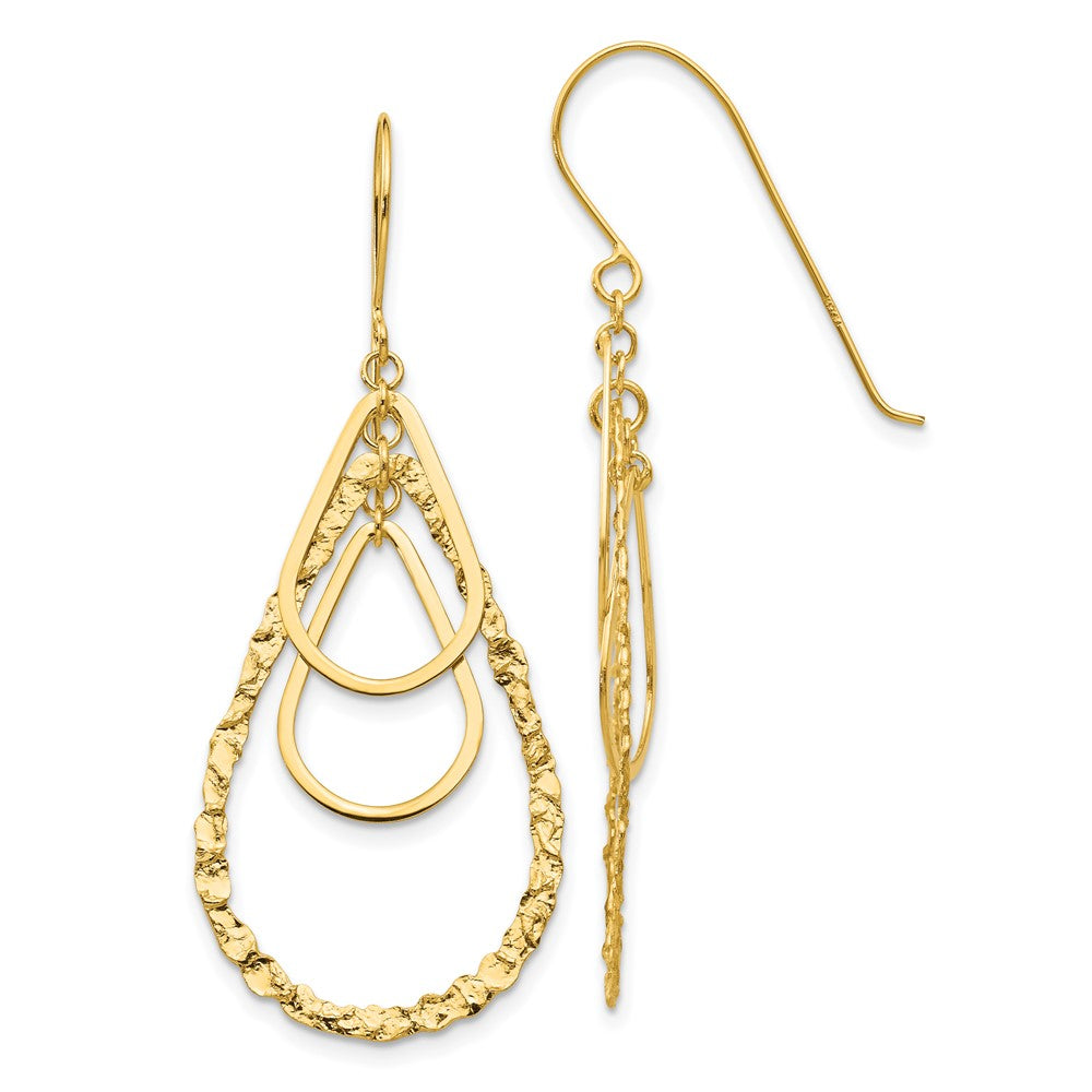 14k Yellow Gold 20 mm Tear Drop Earrings (2.05 grams)