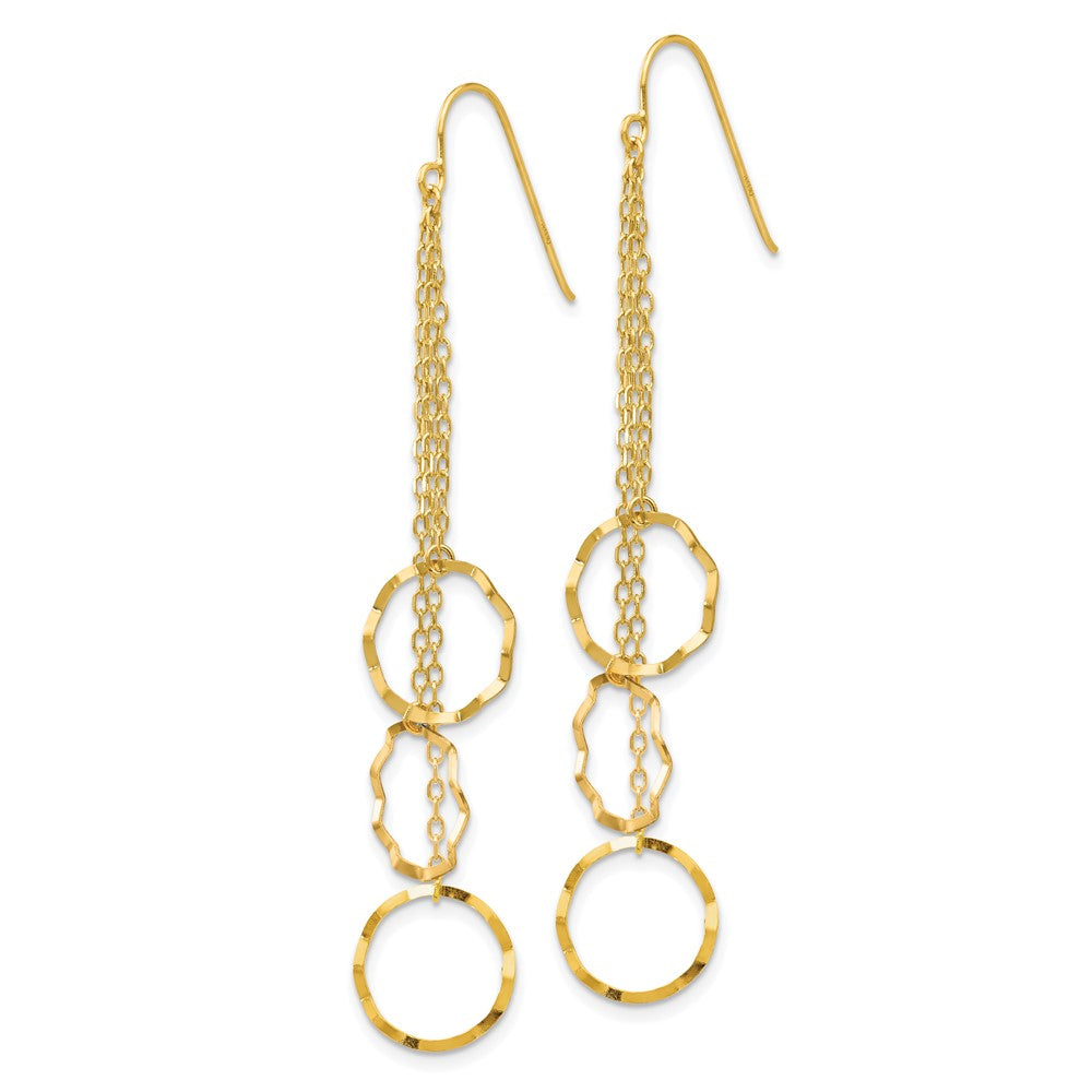 14k Yellow Gold 10 mm Faceted Circle Dangle Earrings (1.13 grams)