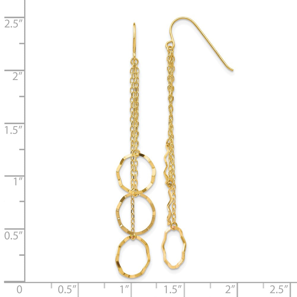 14k Yellow Gold 10 mm Faceted Circle Dangle Earrings (1.13 grams)