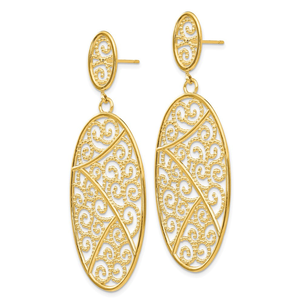 14k Yellow Gold 21 mm Oval Dangle Earrings (5.44 grams)
