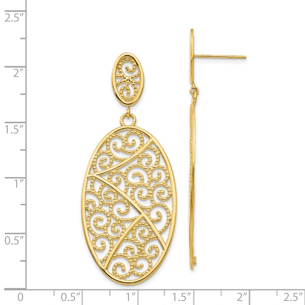 14k Yellow Gold 21 mm Oval Dangle Earrings (5.44 grams)
