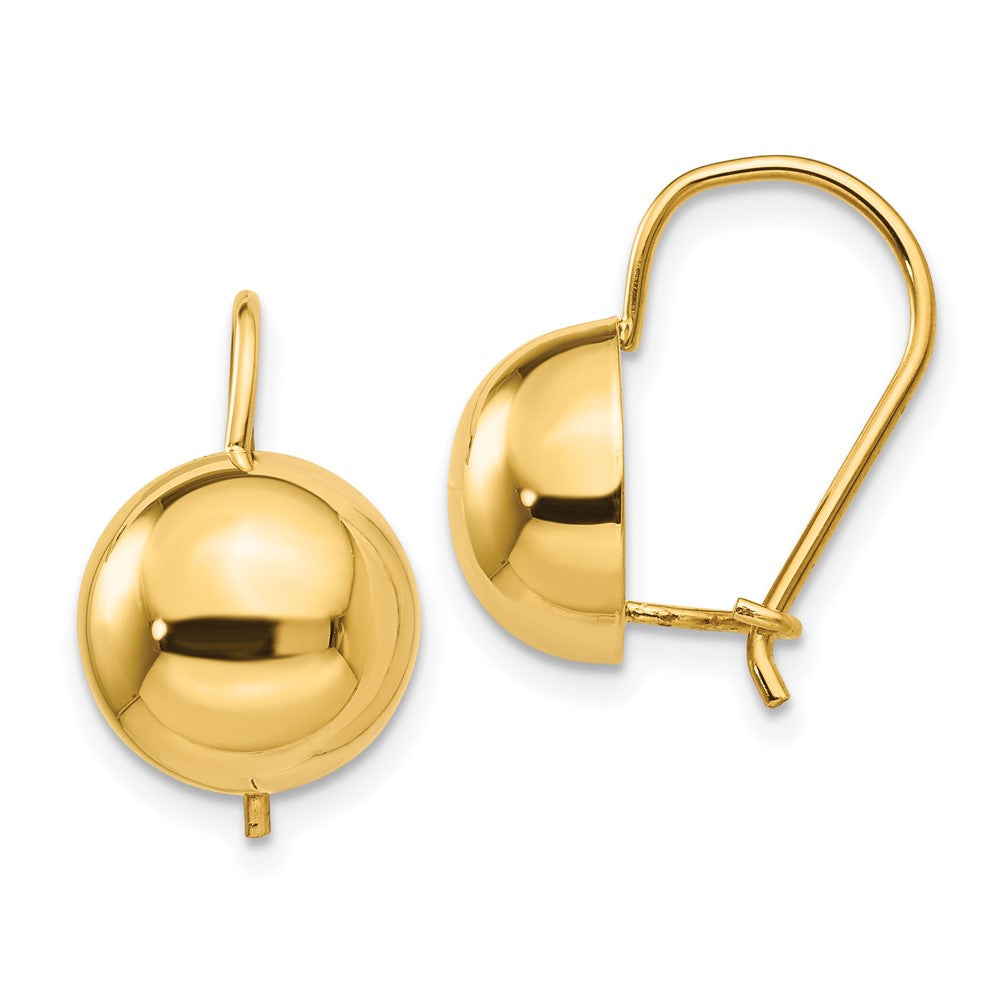 14k Yellow Gold 10.5 mm Hollow Half Ball Earrings (1.91 grams)