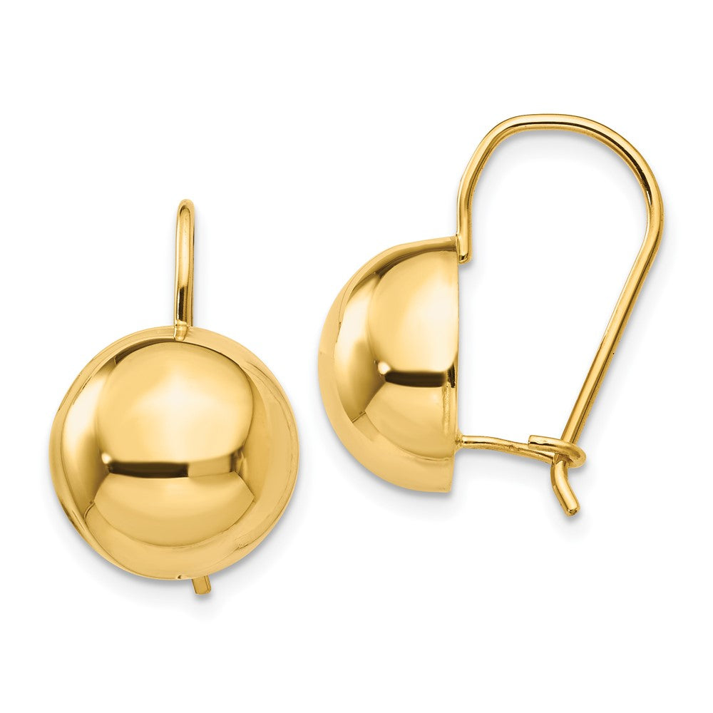 14k Yellow Gold 12 mm Hollow Half Ball Earrings (2.35 grams)