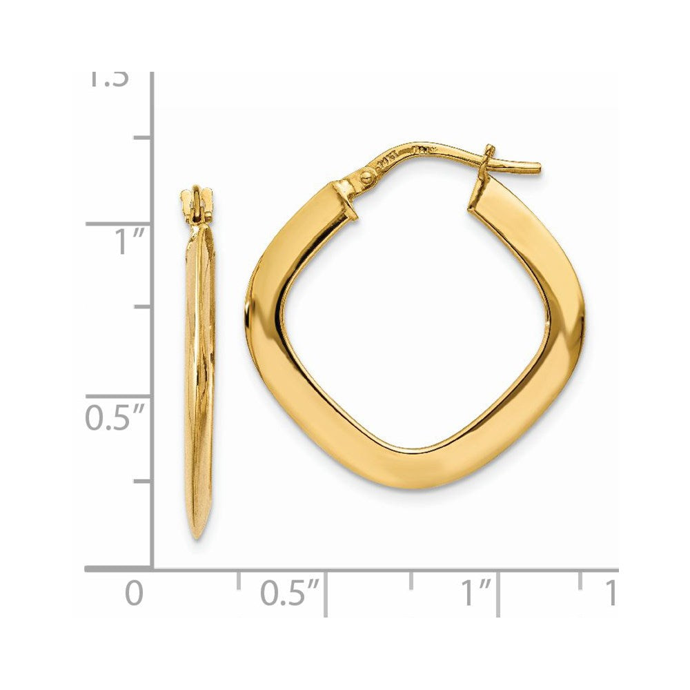 14k Yellow Gold 25 mm Tapered Square Hoop Earrings (1.34 grams)