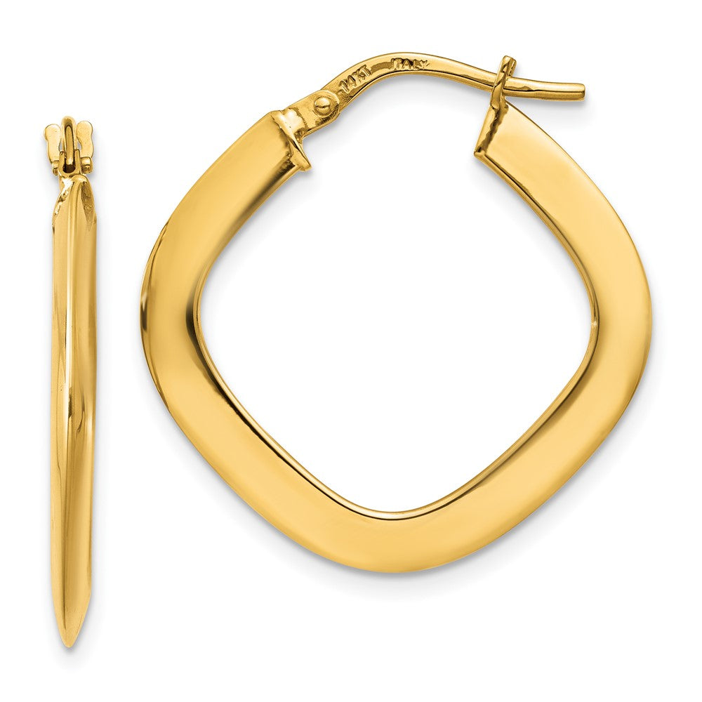 14k Yellow Gold 25 mm Tapered Square Hoop Earrings (1.34 grams)