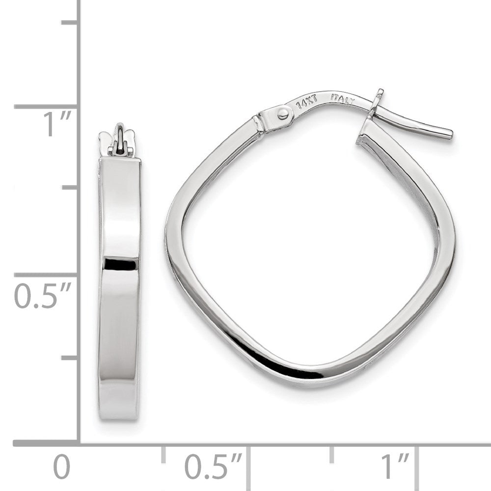 14k White Gold 27.35 mm  Flat Edge Square Hoop Earrings (1.6 grams)