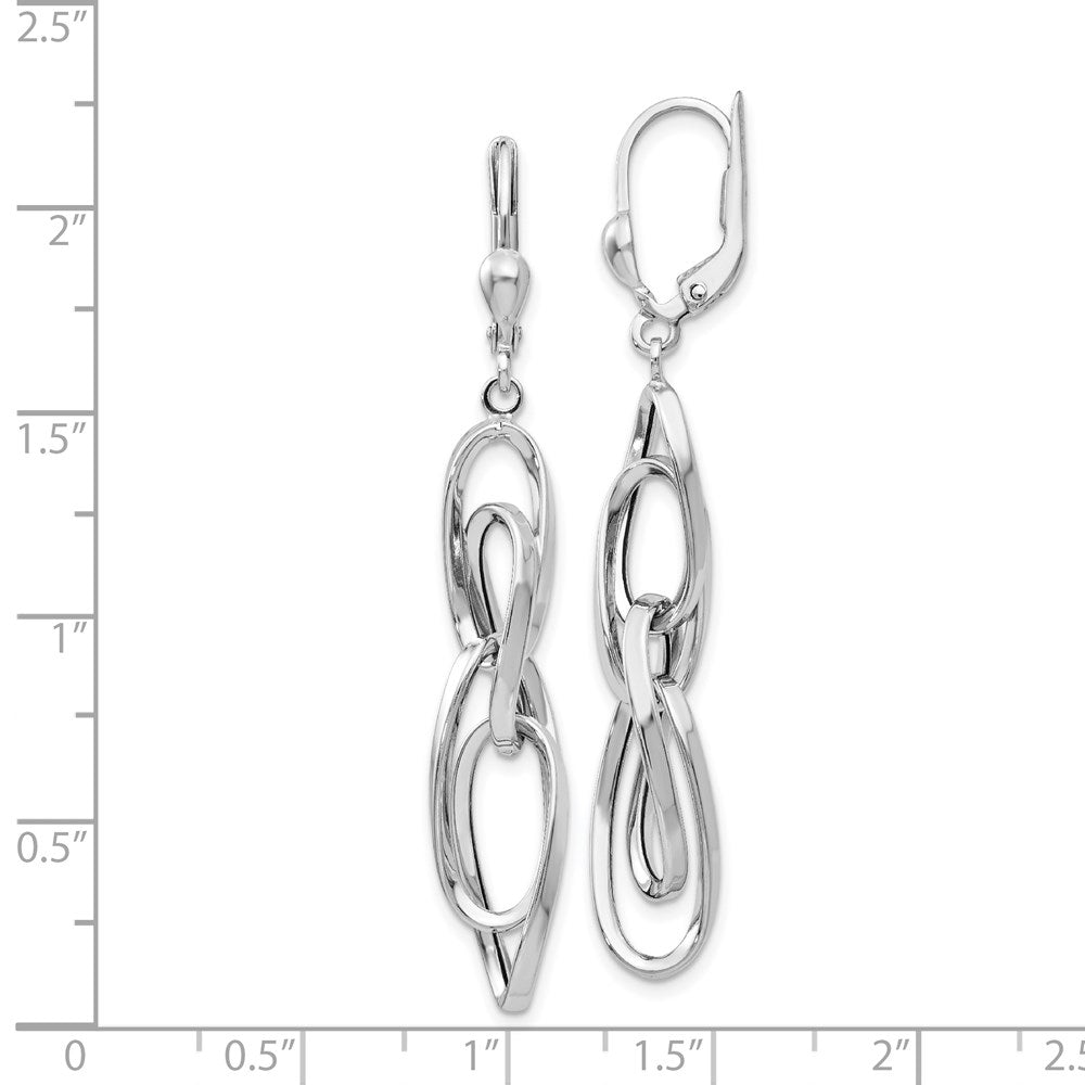 14k White Gold 7 mm  Polished Dangle Leverback Earrings (3.15 grams)