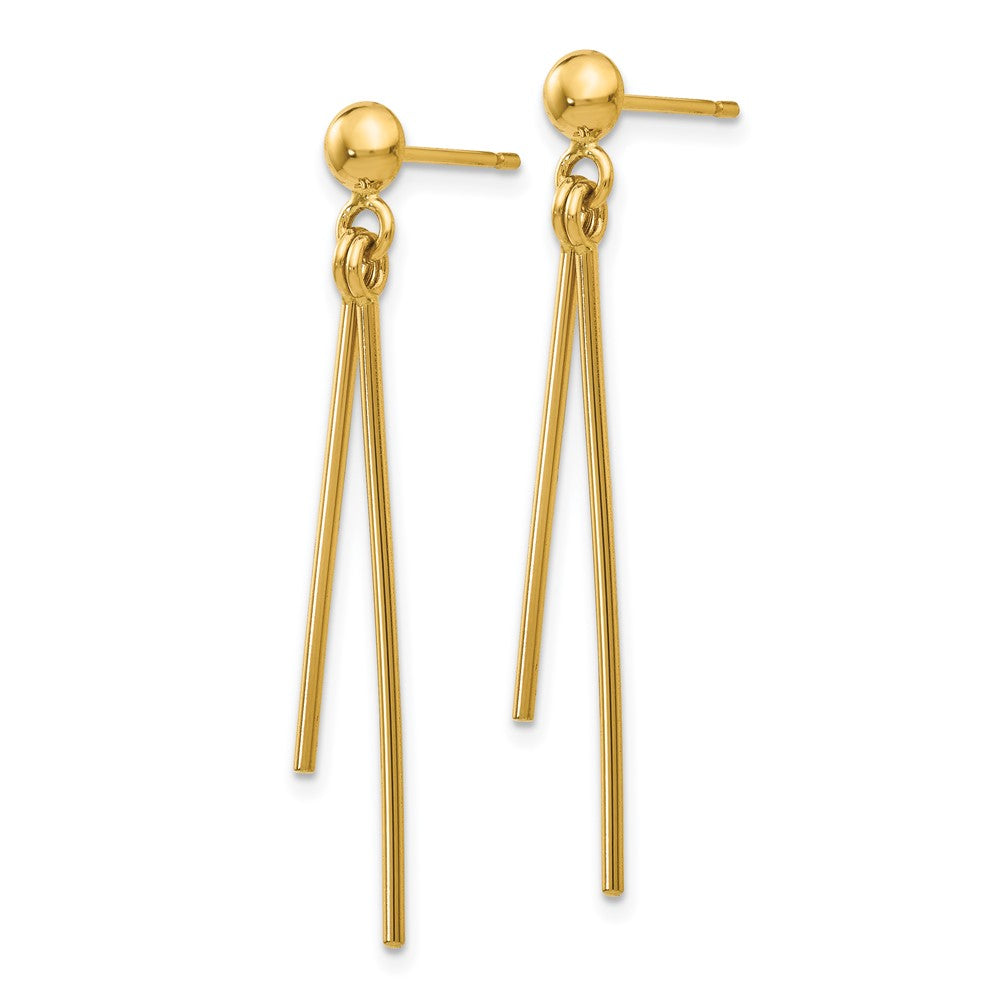 14k Yellow Gold 3 mm Polished Post Dangle Earrings (1.06 grams)