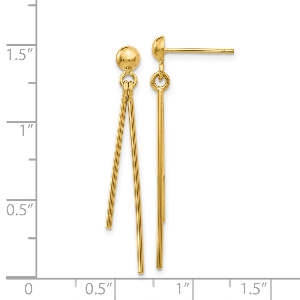 14k Yellow Gold 3 mm Polished Post Dangle Earrings (1.06 grams)