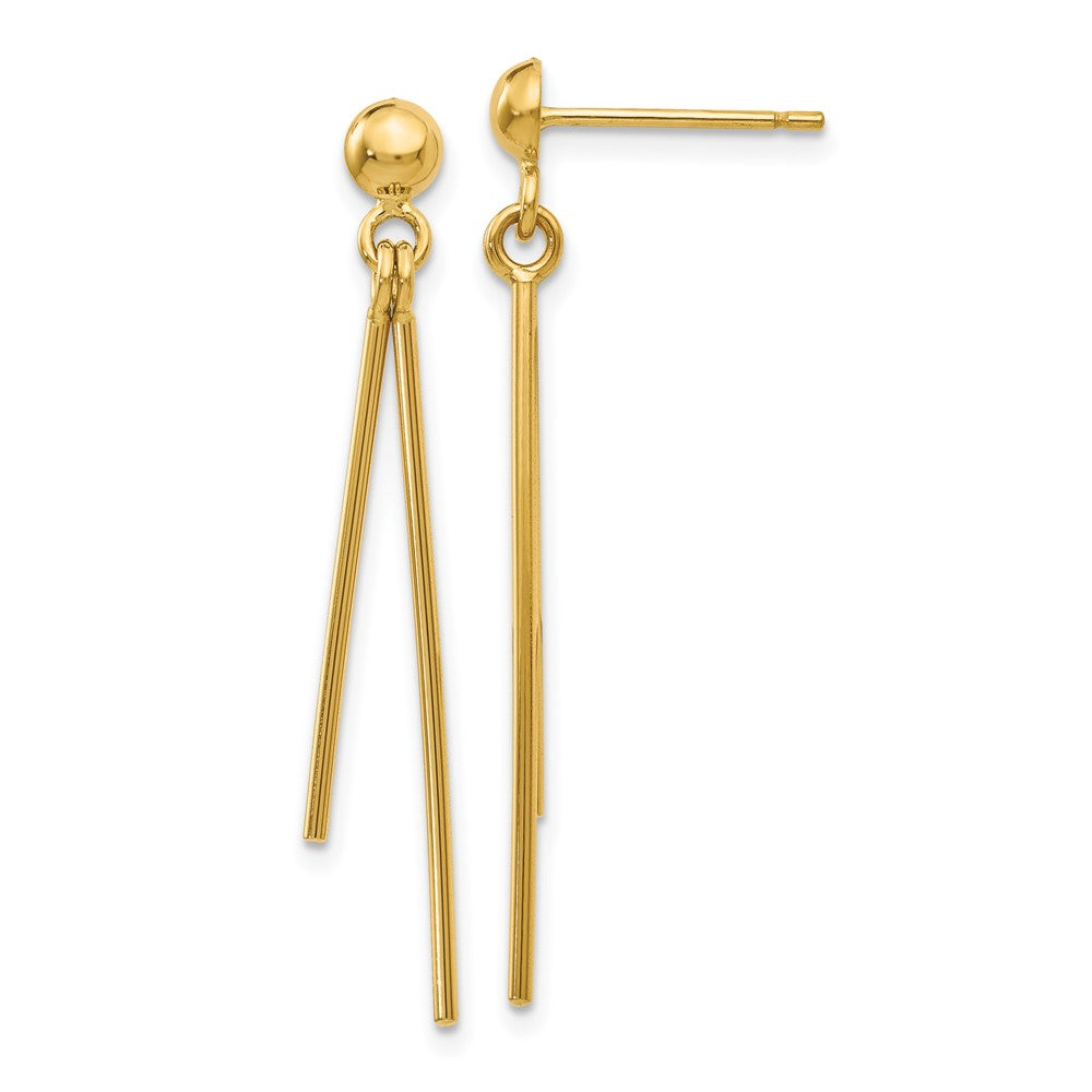 14k Yellow Gold 3 mm Polished Post Dangle Earrings (1.06 grams)