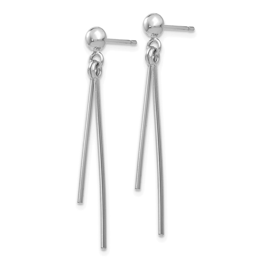 14k White Gold 3 mm Polished Post Dangle Earrings (1.11 grams)