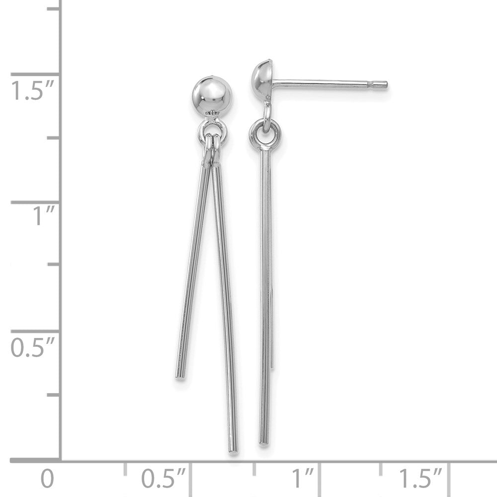 14k White Gold 3 mm Polished Post Dangle Earrings (1.11 grams)