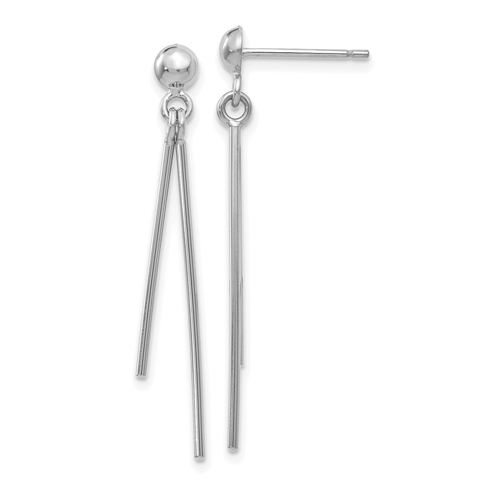 14k White Gold 3 mm Polished Post Dangle Earrings (1.11 grams)