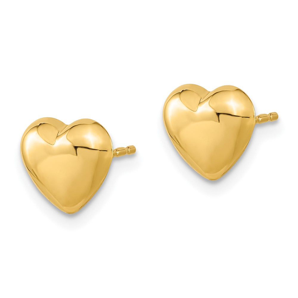 14k Yellow Gold 8.6 mm Gold Polished Heart Post Earrings (0.85 grams)