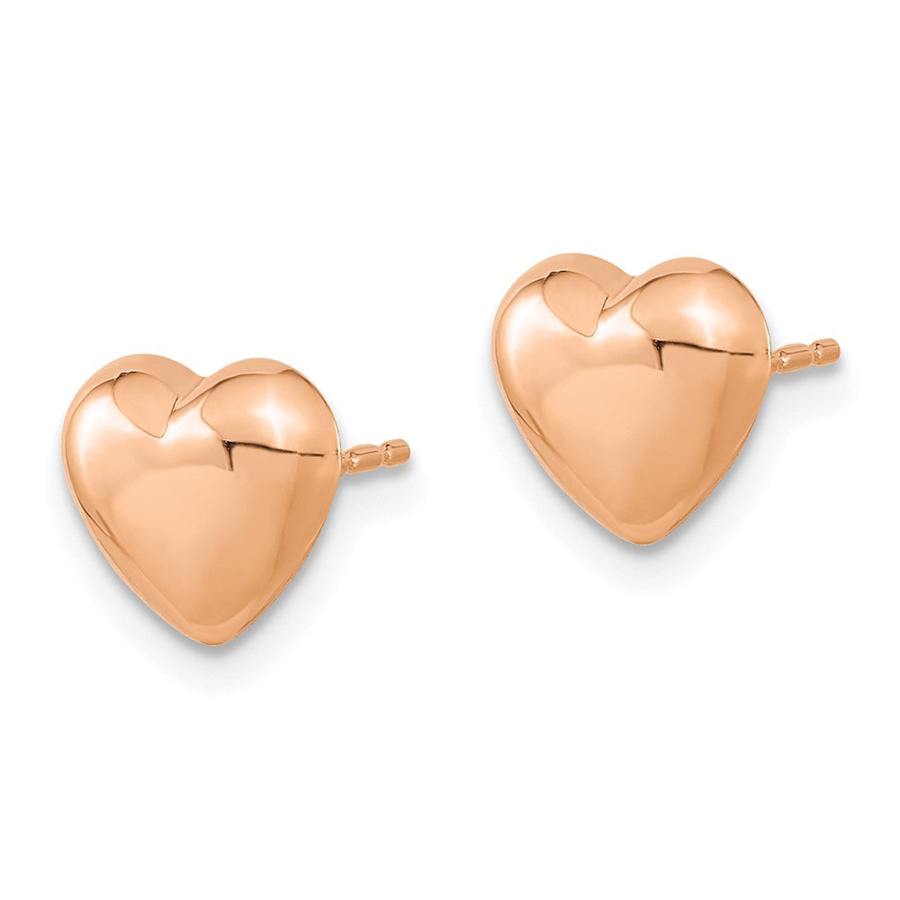 14k Rose Gold 8.6 mm Polished Heart Post Earrings (0.85 grams)
