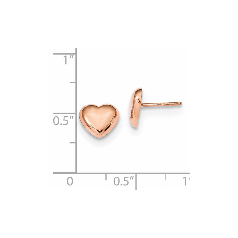 14k Rose Gold 8.6 mm Polished Heart Post Earrings (0.85 grams)