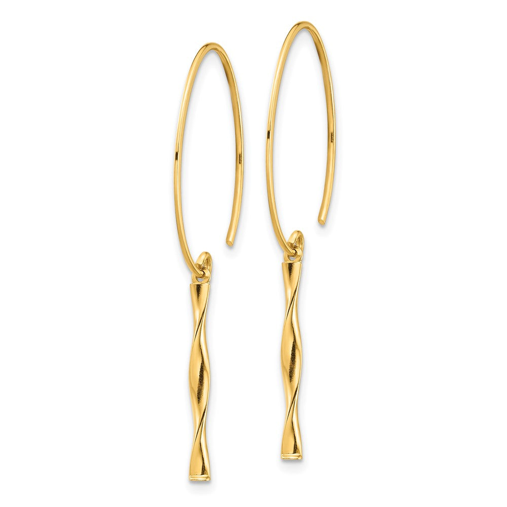 14k Yellow Gold 2 mm Twist Bar Dangle Earrings (1 grams)