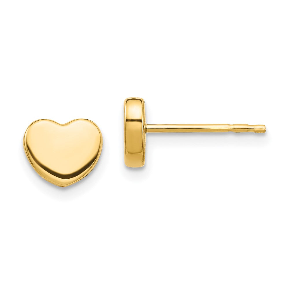 14k Yellow Gold 7.35 mm Polished Heart Post Earrings (0.87 grams)