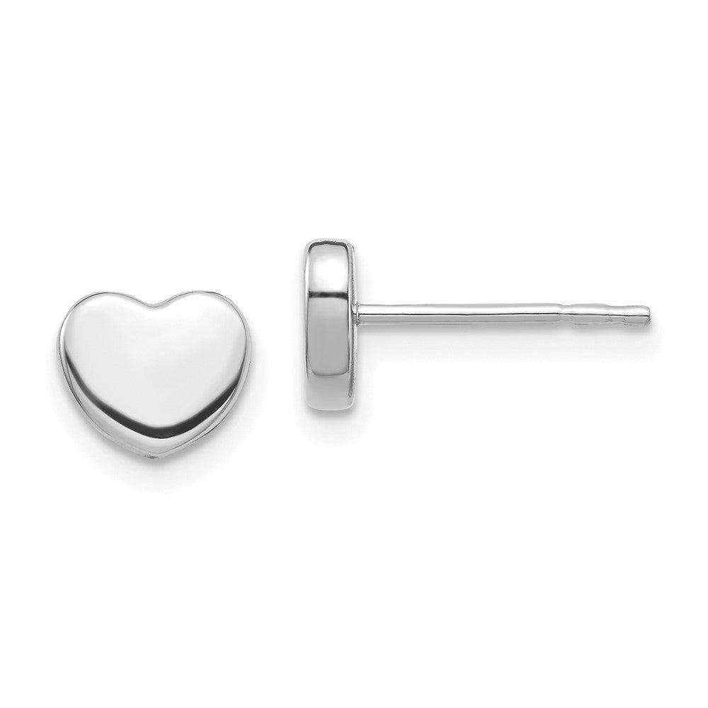 14k White Gold 7 mm  Polished Heart Post Earrings (0.86 grams)