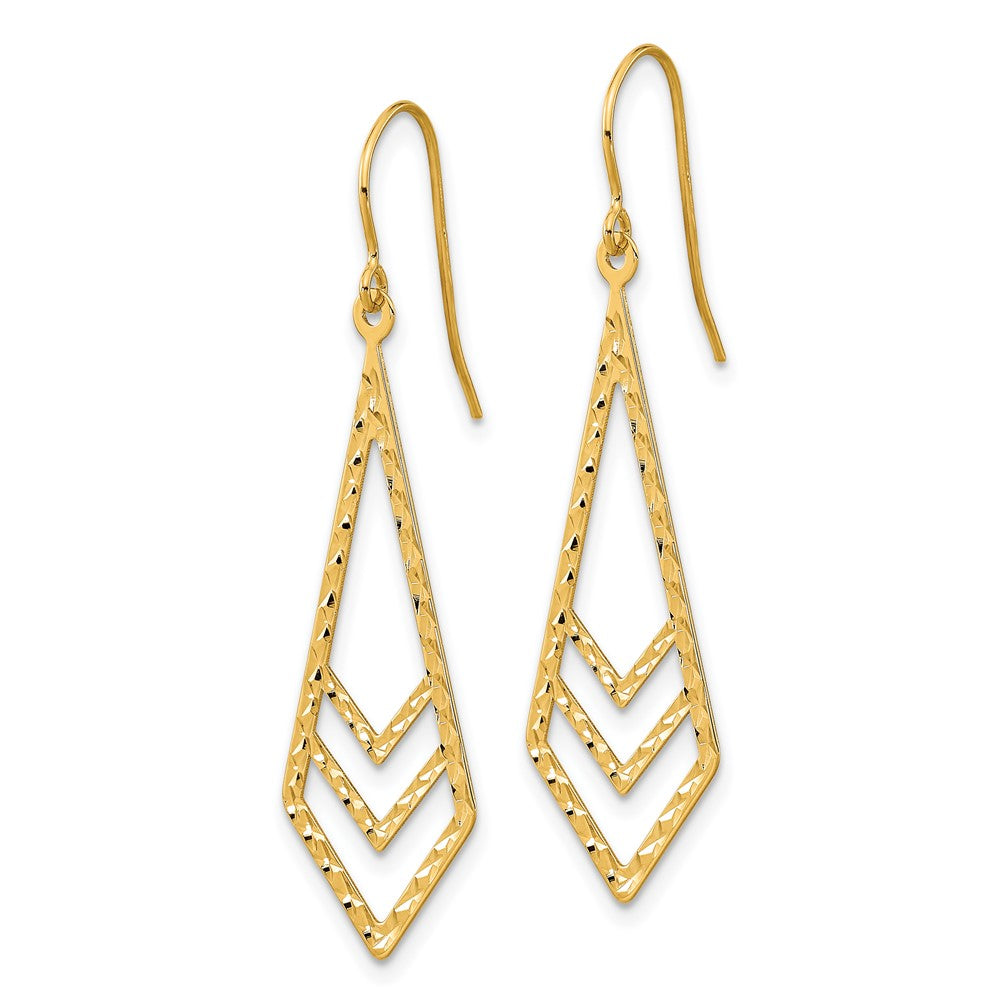 14k Yellow Gold 13 mm Gold Polished and Textured Dangle Earrings (1.02 grams)