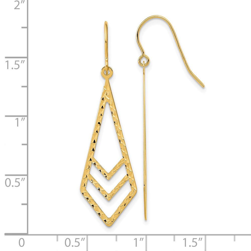 14k Yellow Gold 13 mm Gold Polished and Textured Dangle Earrings (1.02 grams)