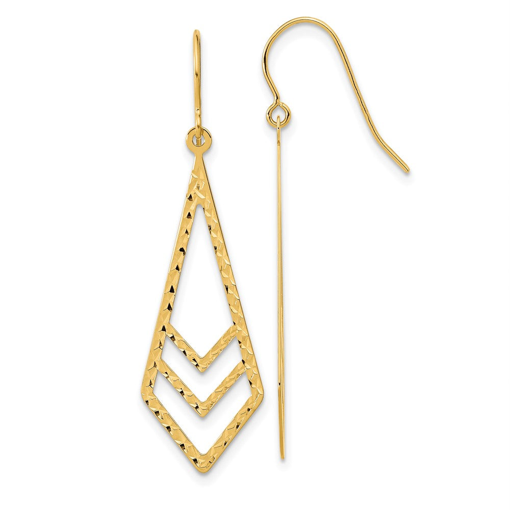 14k Yellow Gold 13 mm Gold Polished and Textured Dangle Earrings (1.02 grams)