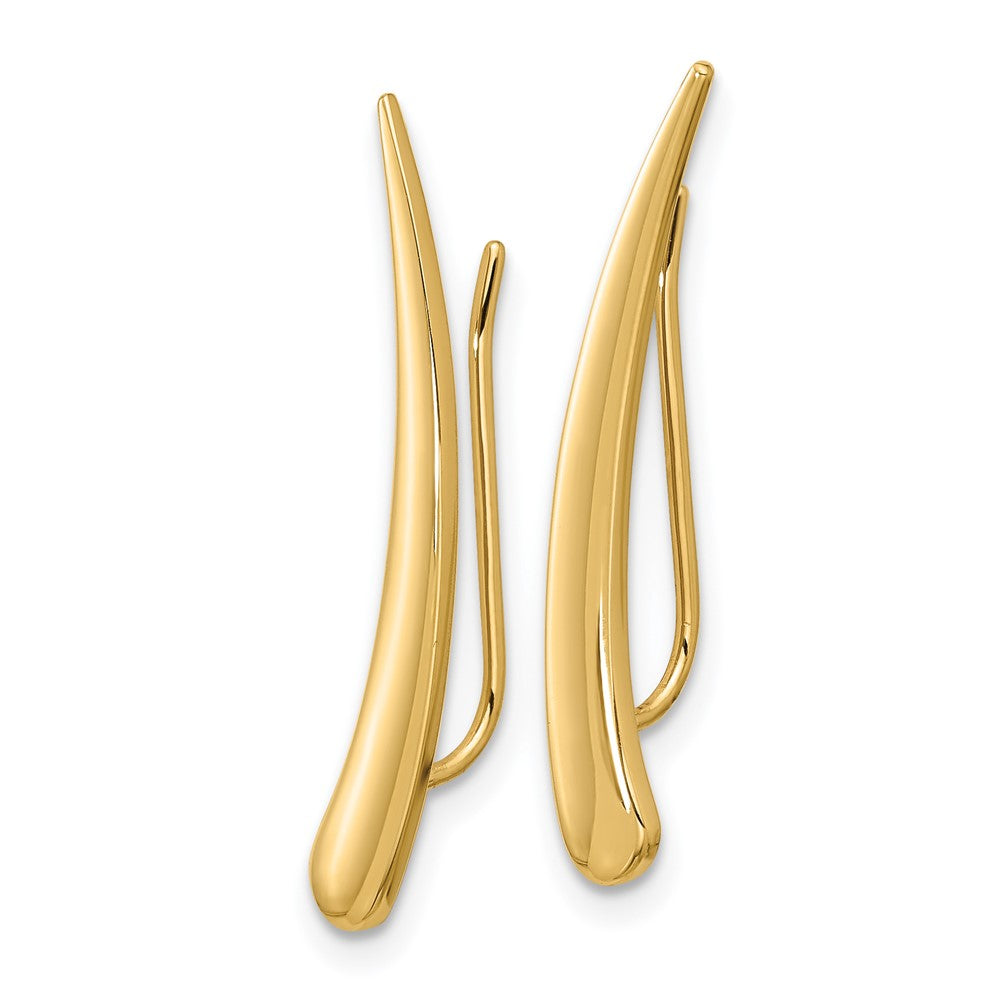 14k Yellow Gold 3.8 mm Gold Polished Pointed Ear Climber Earrings (1.53 grams)