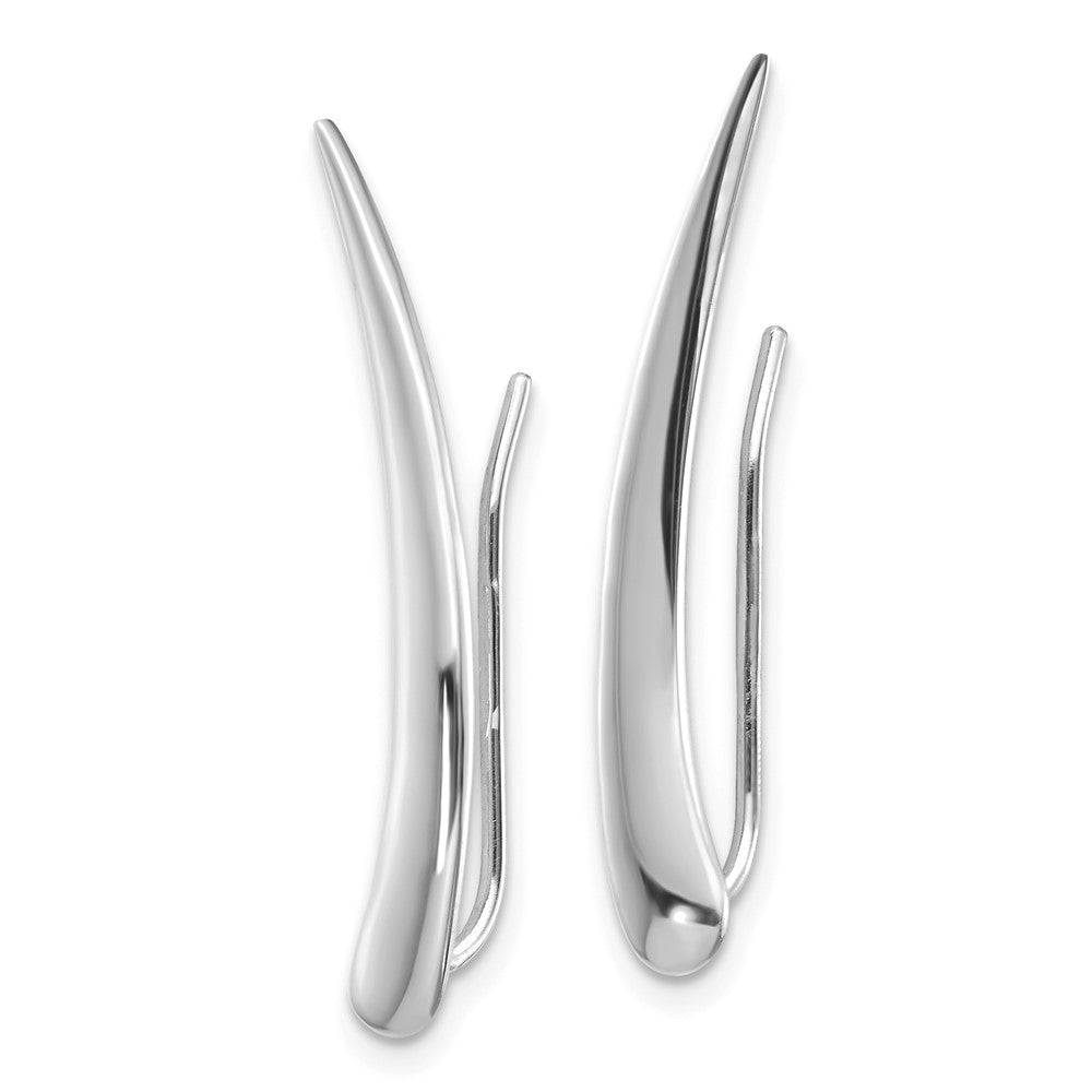 14k White Gold 3.8 mm Polished Pointed Ear Climber Earrings (1.59 grams)