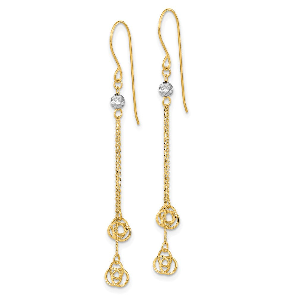 14k Two-tone 5 mm Polished D/C Love Knot Dangle Shepherd Hook Earrings (0.82 grams)