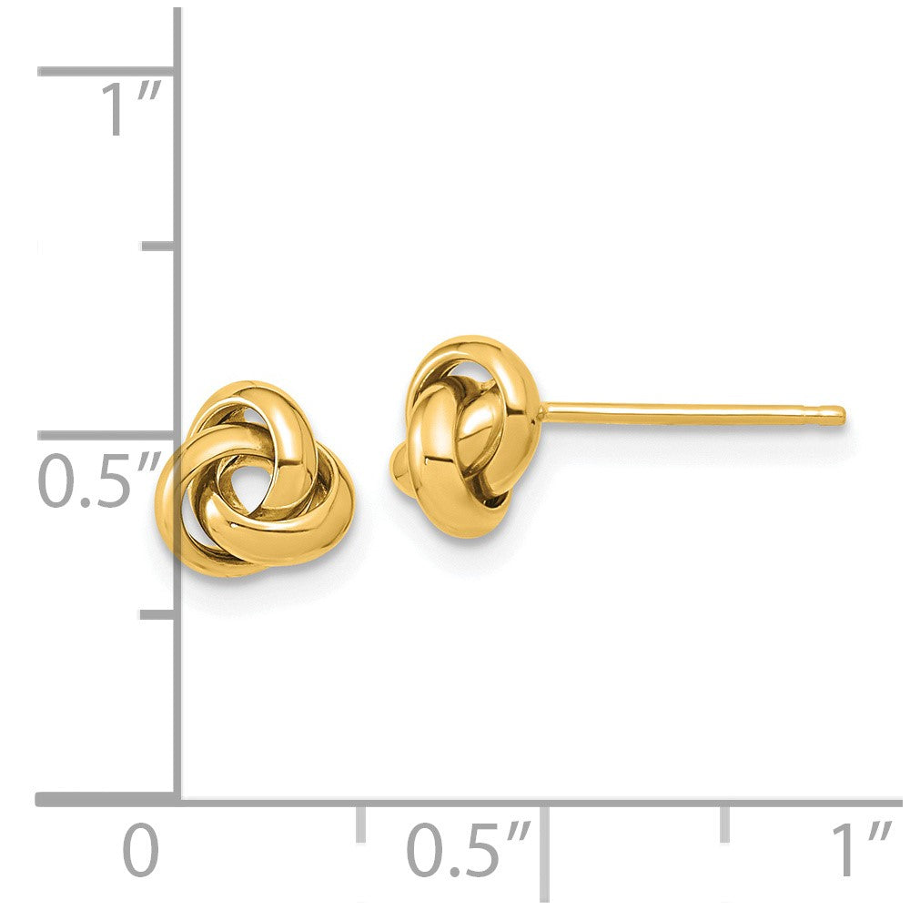 14k Yellow Gold 6.5 mm Polished Love Knot Post Earrings (0.99 grams)