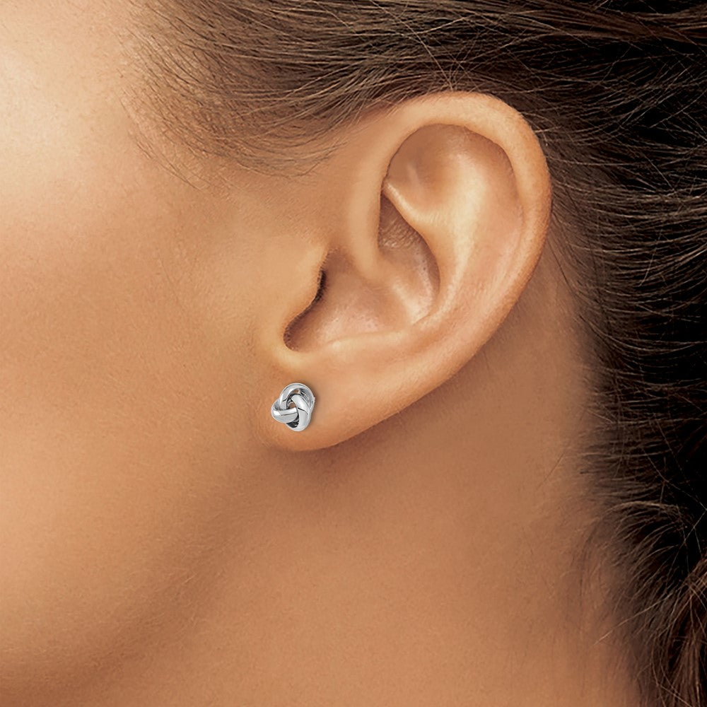 14k White Gold 6.5 mm Polished Knot Post Earrings (0.96 grams)