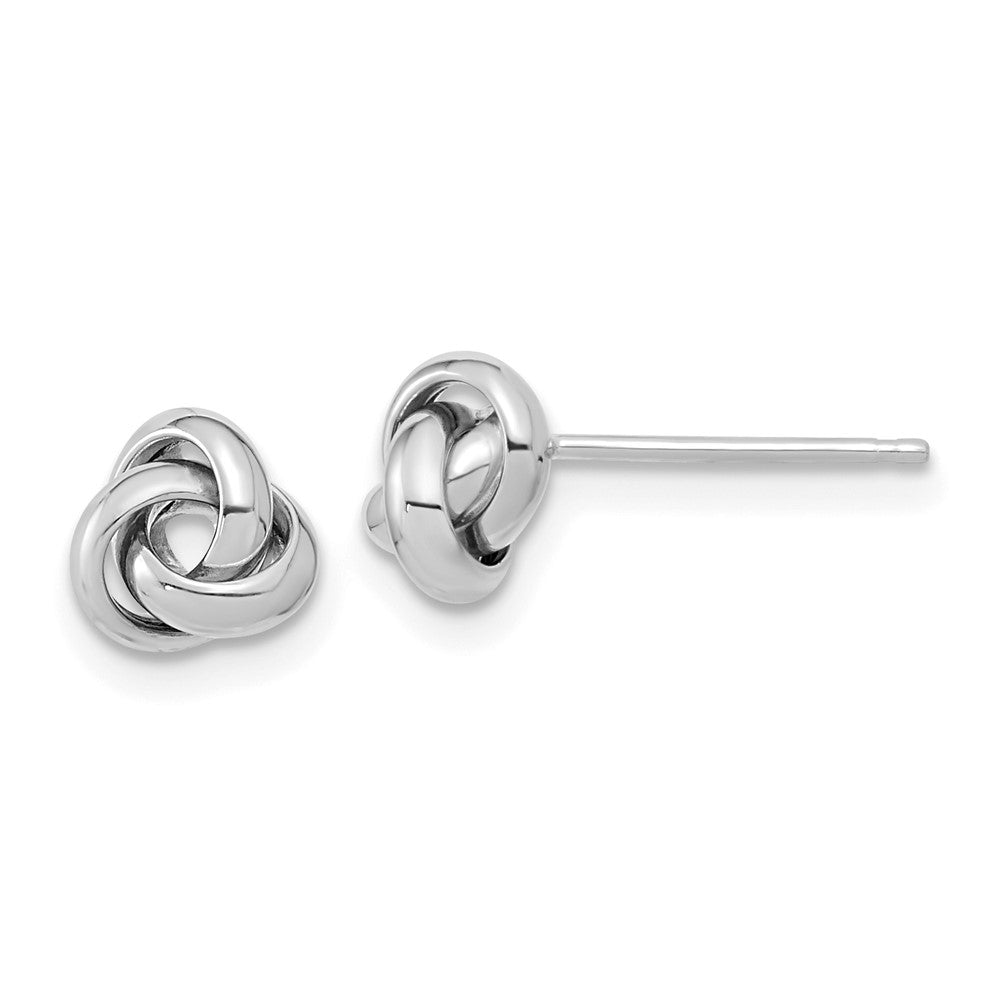 14k White Gold 6.5 mm Polished Knot Post Earrings (0.96 grams)