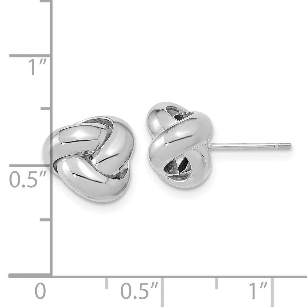 14k White Gold 11 mm Polished Love Knot Post Earrings (1.27 grams)