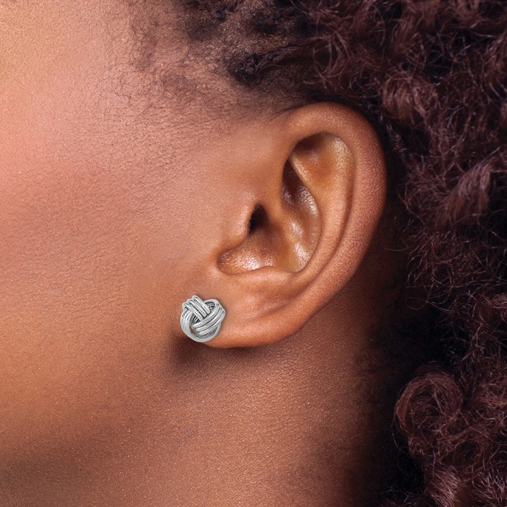 14k White Gold 10 mm Polished Triple Love Knot Post Earrings (1.77 grams)