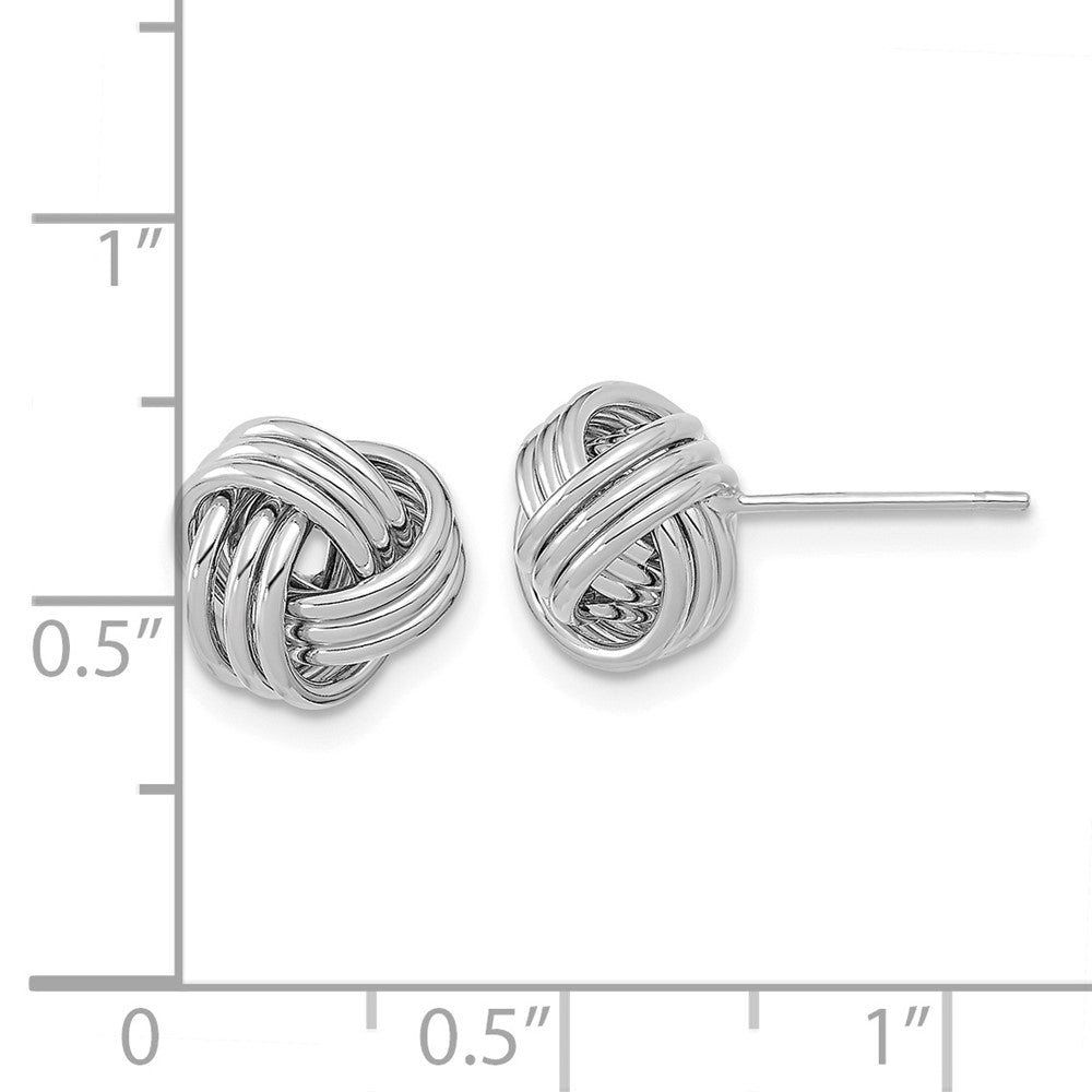 14k White Gold 10 mm Polished Triple Love Knot Post Earrings (1.77 grams)
