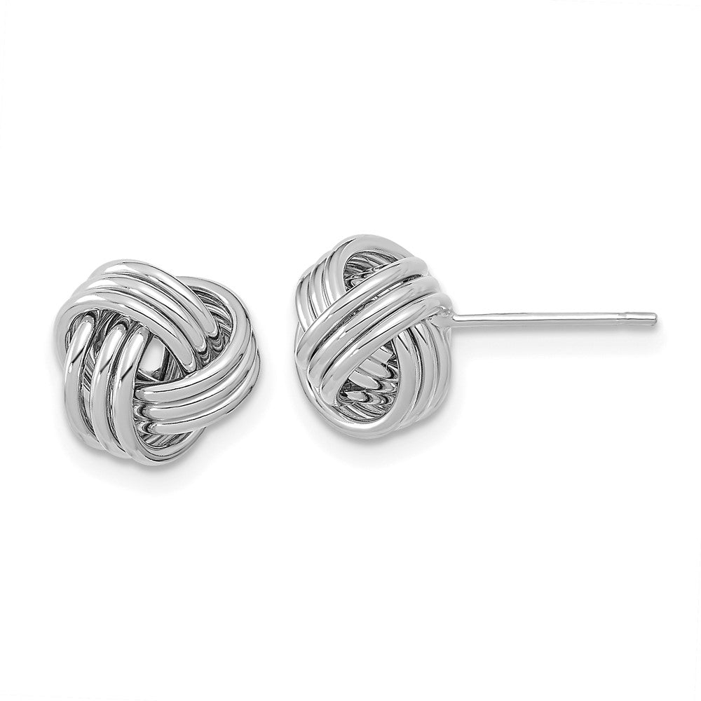 14k White Gold 10 mm Polished Triple Love Knot Post Earrings (1.77 grams)