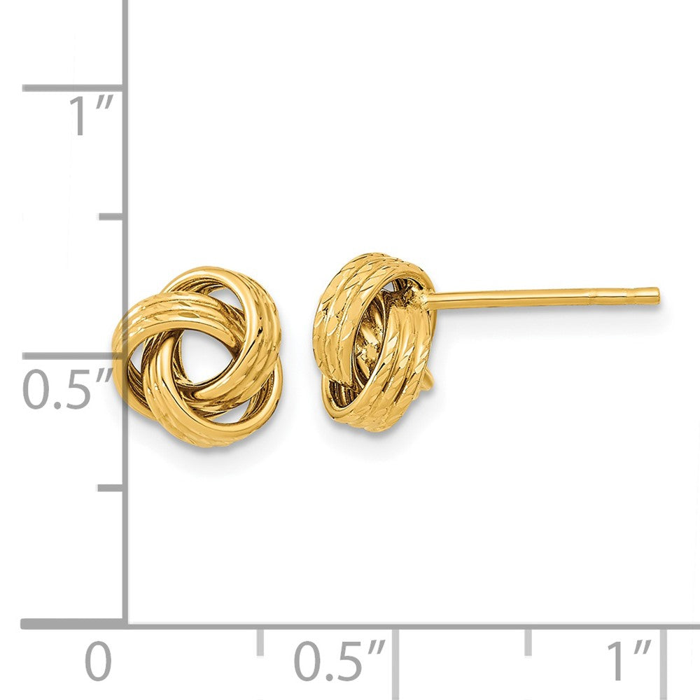 14k Yellow Gold 8.5 mm Polished Love knot Post Earrings (1.33 grams)