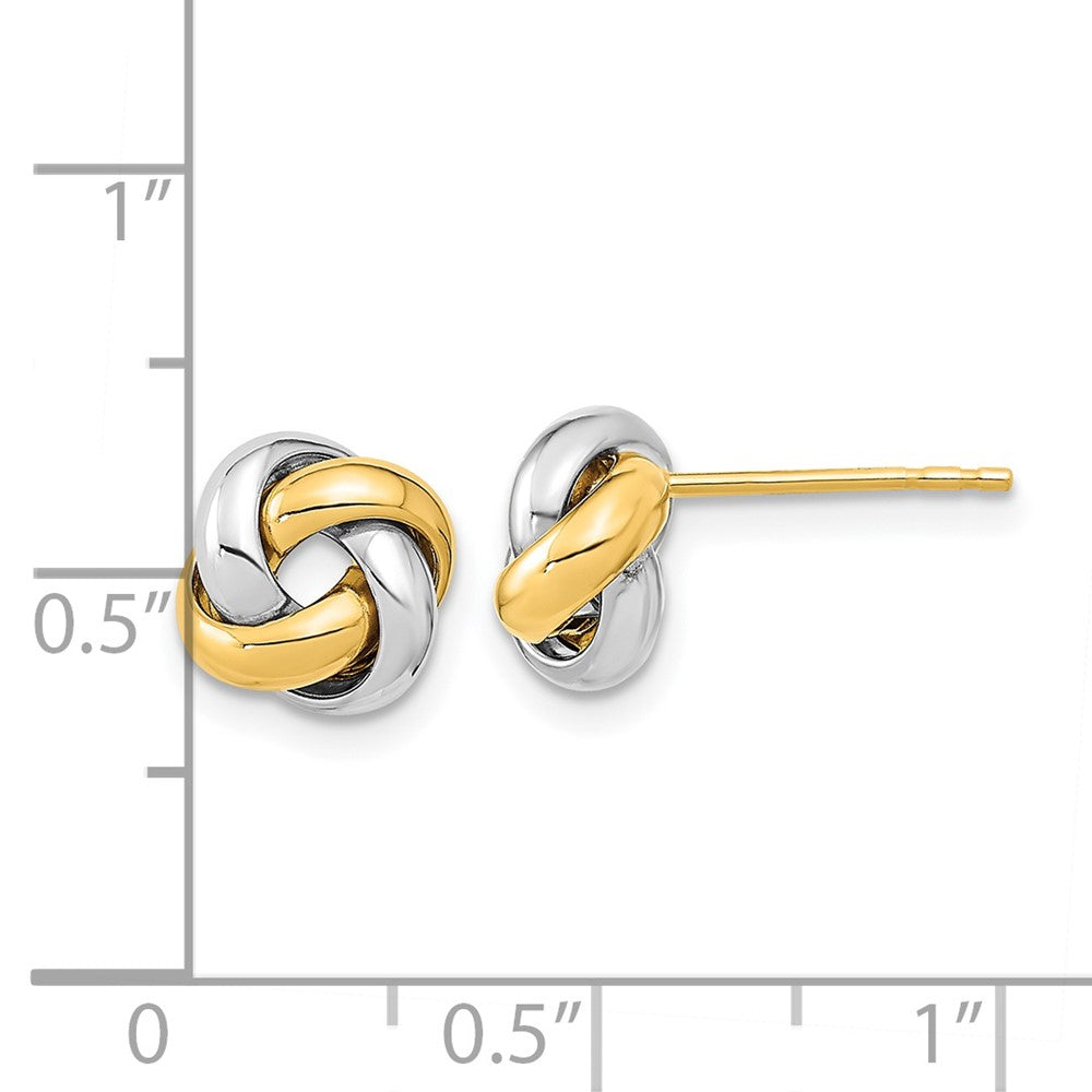 14k Two-tone 9 mm Two-Tone Polished Love Knot Post Earrings (1.73 grams)