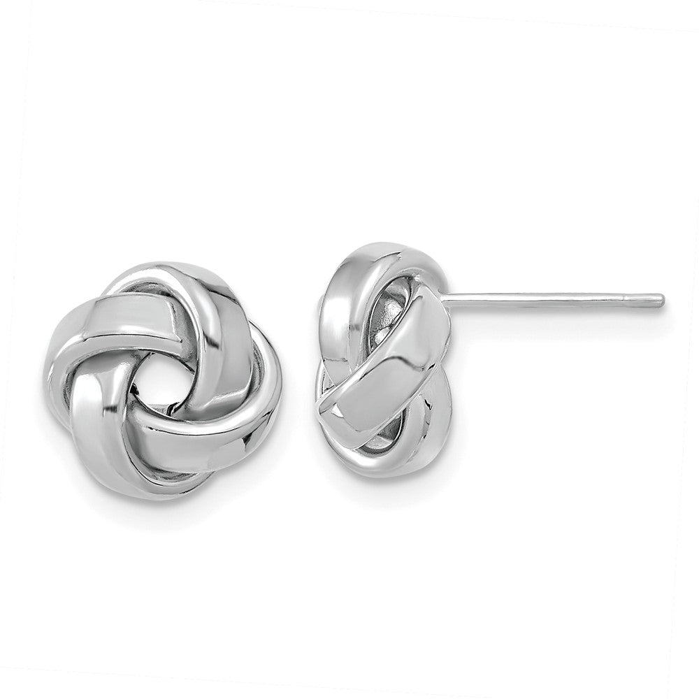 14k White Gold 10.5 mm Polished Love Knot Post Earrings (1.13 grams)