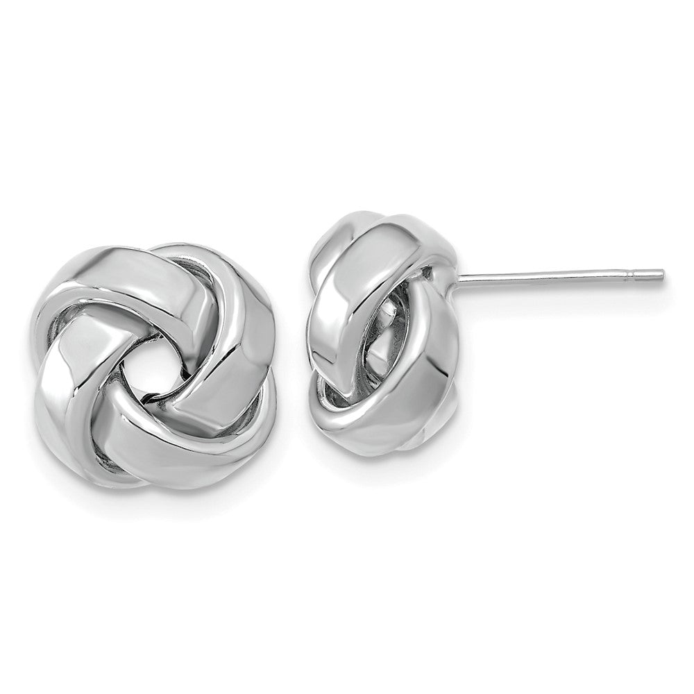 14k White Gold 12 mm Polished Love Knot Post Earrings (1.61 grams)